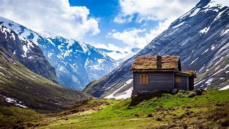 Gray And Brown Shed Nature Landscape Hills House Hd Wallpaper