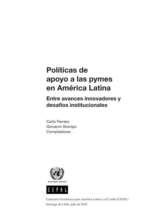 Pdf Políticas De Apoyo A Las Pymes En América Latina · Instituciones