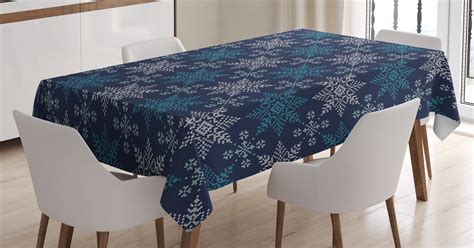 Snowflake Tablecloth Winter Holiday Theme Eight Pointed Star Christmas