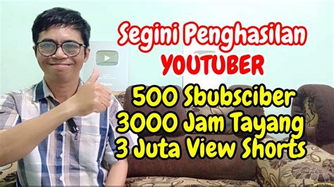 Gaji YouTuber Pemula 500 Subscriber 3000 Jam Tayang Atau 3jt View