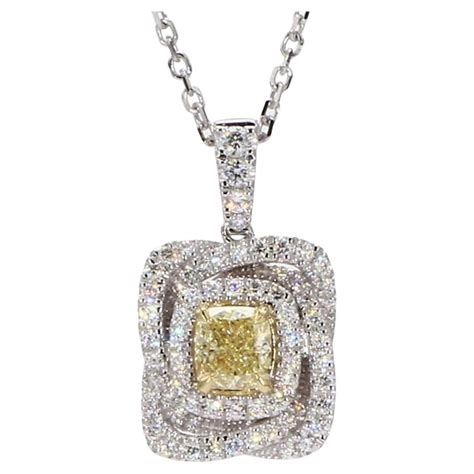 Natural Yellow Cushion And White Diamond Carat Tw Gold Drop