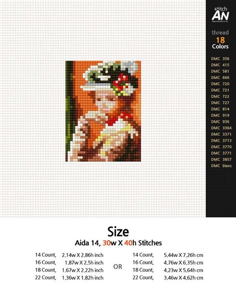 Renoir Cross Stitch Pattern Pdf Modern Counted Instant Etsy Espa A