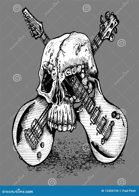 Skull And Crossed Guitars Stock Illustration Illustration Of Electric 15404734