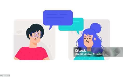 평범한 이미지의 남자와 여자의 그림 벡터 부부는 인터넷에서 또는 살고 의사 소통 젊은이들과 대화를 나누다 여자와 남자의 아바타 ...