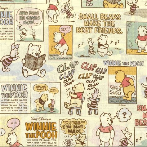 Winnie The Pooh Comic Strip Printed Fabric Made Etsy