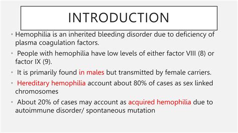 Hemophilia Introduction Definition Etiology Pathophysiology