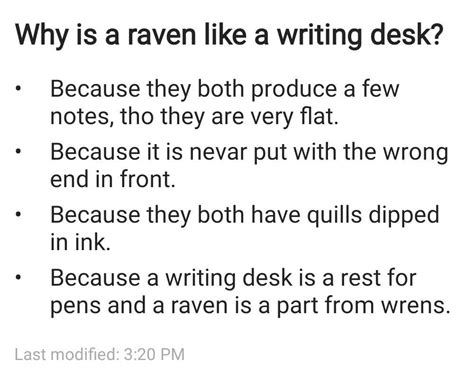 Heartless cause y is a raven like a writing desk?