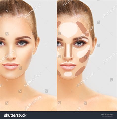 Contouringmake Woman Face Contour Highlight Makeup Stock Photo