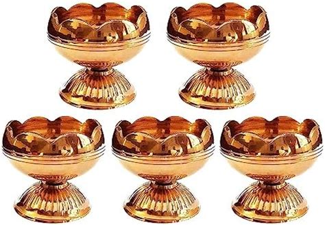 Amazon TIED RIBBONS Set Of 5 Lotus Shape Brass Diyas For Puja