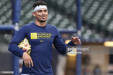 Milwaukee Brewers Shortstop Willy Adames Tries To Blow A Bubble News Photo Getty Images