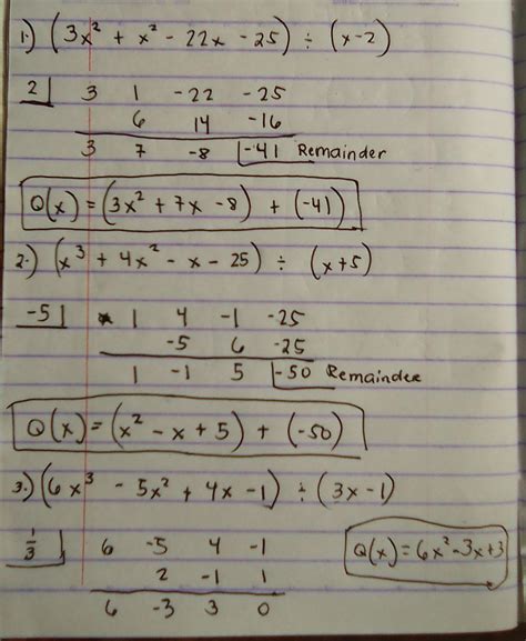 I Divide The Following By Using Synthetic Division 1 3x³ X² 22x