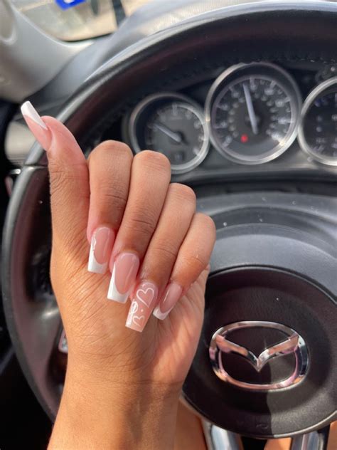 Nail With Initial Acrylic French Tip Acrylic Nails Acrylic Nails