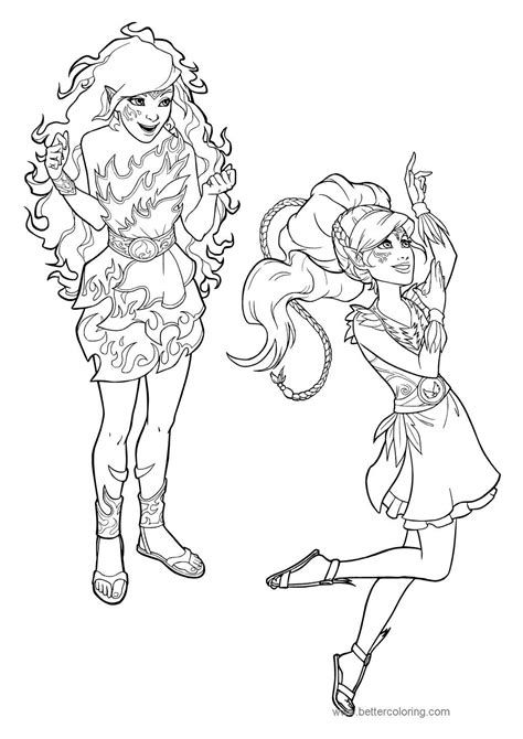 Two Girl Elves Coloring Pages Free Printable Coloring Pages