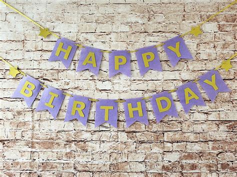 Purple Gold Birthday Decorations For Her Happy Birthday Banner Purple