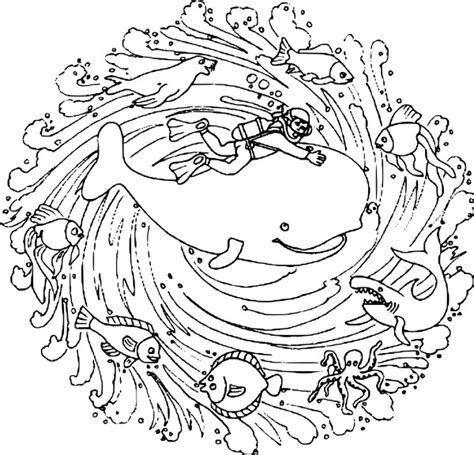 Coloriage mandala animaux marins à imprimer