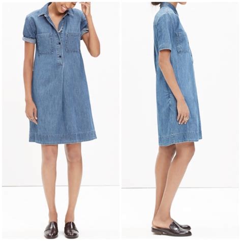 Madewell Dresses Madewell Denim Popover Shirt Dress In Blue Size Xs