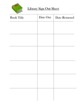 Library Sign Out Sheet By Samantha Waidler Teachers Pay Teachers