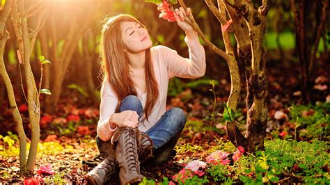 Hintergrundbilder Sonnenlicht Bäume Wald Frauen Im Freien Frau