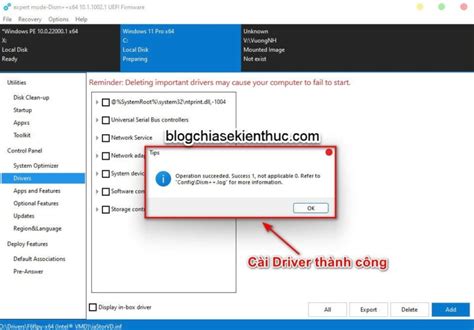 Cài đặt gỡ bỏ Driver máy tính với WinPE Mini Windows