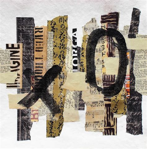 Collage With Old Book Pages Abstract Acrylic Artkunst Mixed Media