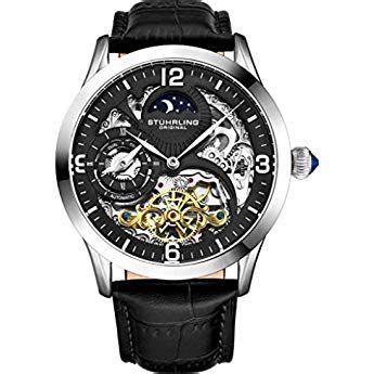 Reef Tiger Luminous Sport Watches Mens Black Steel Skeleton Dial