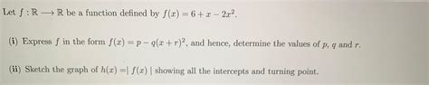 Solved Let F R R Be A Function Defined By F X 6 X−2x2 I