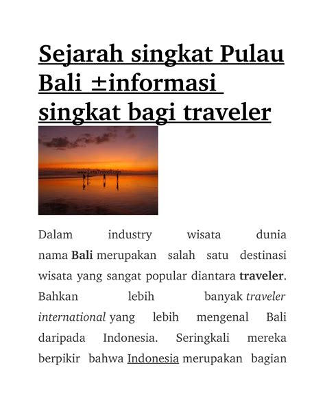 Docx Sejarah Singkat Pulau Bali Dokumen Tips