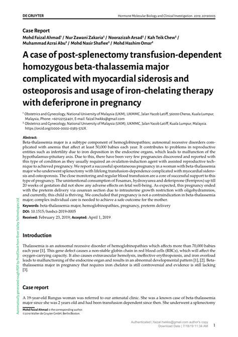 Pdf A Case Of Post Splenectomy Transfusion Dependent Homozygous Beta Thalassemia Major