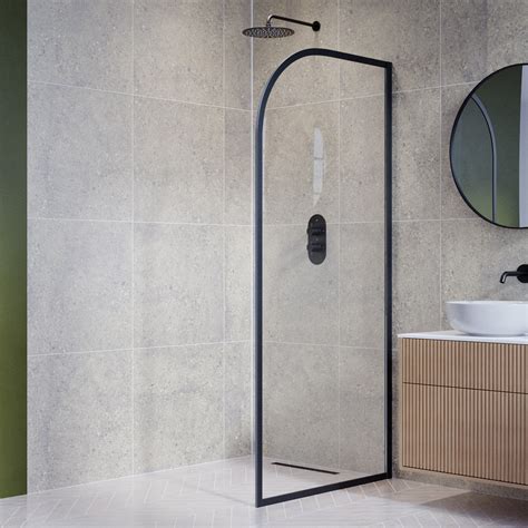 1000mm Black Arched Wet Room Shower Screen Raya Better Bathrooms