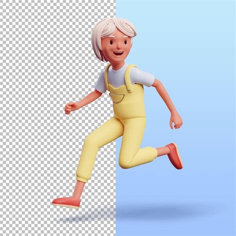 Personaje Femenino 3d Corriendo Archivo PSD Premium