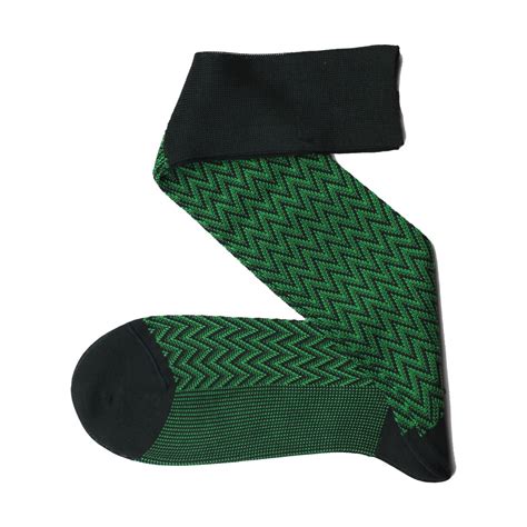 1 Pair Green Herringbone Cotton Socks Dark Green Light Green Herringbone Herringbone Socks