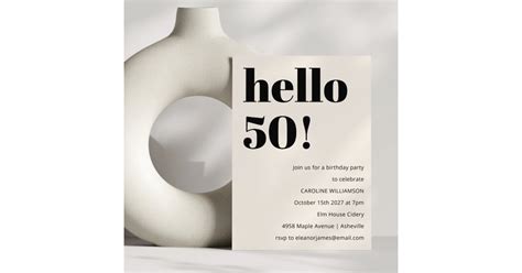 Bold Typography Ivory Modern 50th Birthday Party Invitation Zazzle