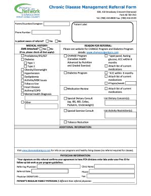 Fillable Online Chronic Disease Management Referral Form Fax Email