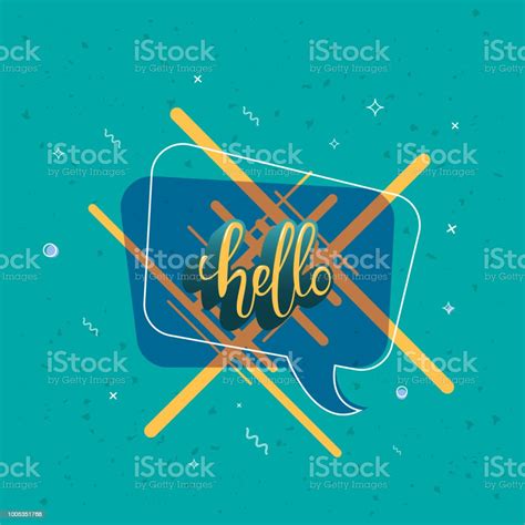 Hello Word Lettering For Banner Vector Illustration Stock Illustration