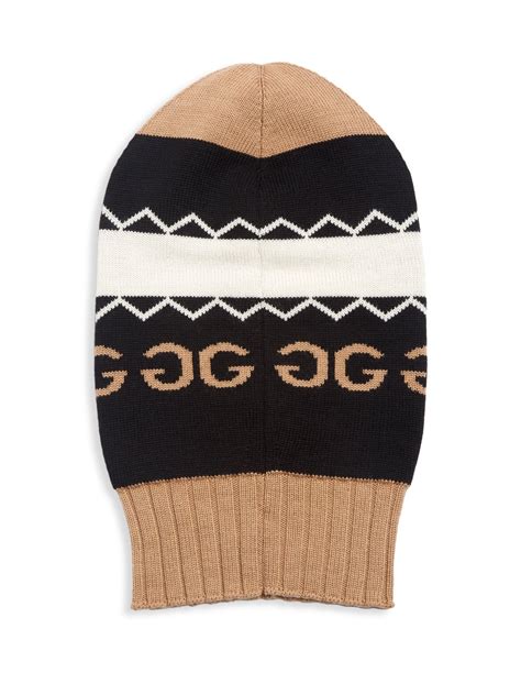 Gucci Wool Women's Intarsia Knit Balaclava - Black White - Lyst