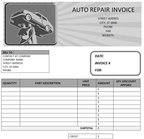 15 Free Auto Repair Invoice Templates Word And Excel Templates Show