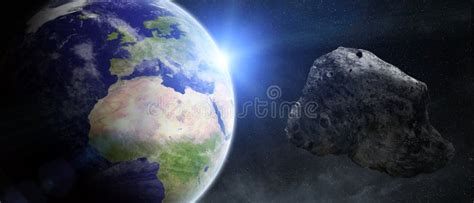 Asteroids Threat Over Planet Earth Stock Illustration Illustration Of