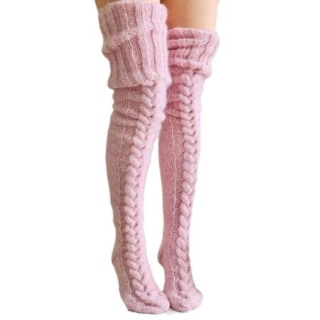 Warm Thigh High Socks Women Knee Socks Winter Sexy Knitted Long Socks ...