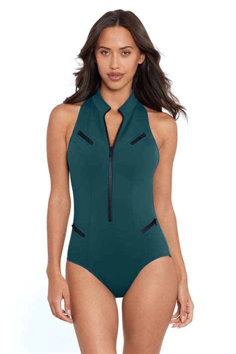 Coco Zip Front Racerback One Piece Swimsuit Everything But Water