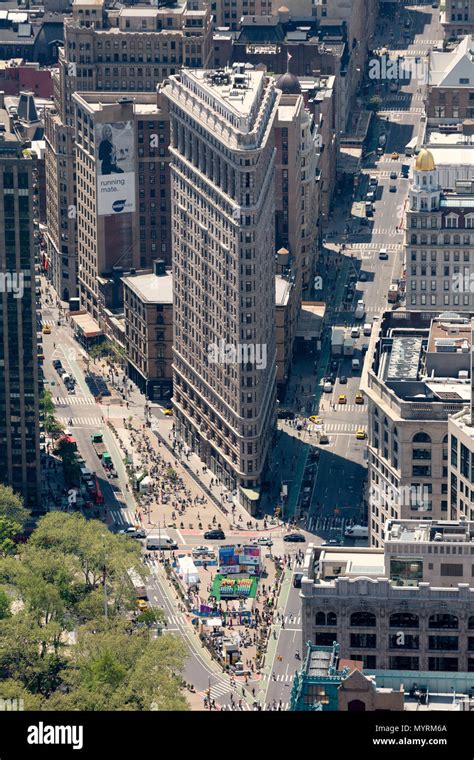 The Flatiron Building New York Seen From Above New York City Usa Stock