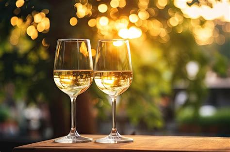 Premium Ai Image Blurred Background Showcases White Wine Glasses