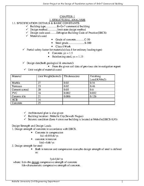 Senior Project B G Geotec Chapter Structural Analysis