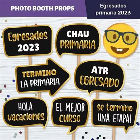 Photo Props Egresados Primaria Carteles Imprimibles Dorado Mercadolibre