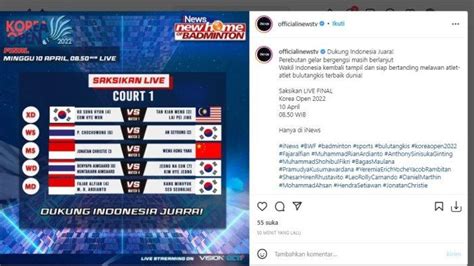 Live Streaming Tv Online Final Korea Open Jam Tayang Inews Tv