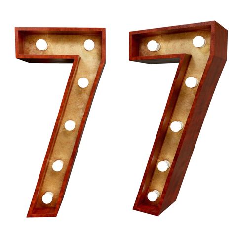 Marquee Number Seven Light Bulb Wooden Glow Sign 3dmodel 3d Model