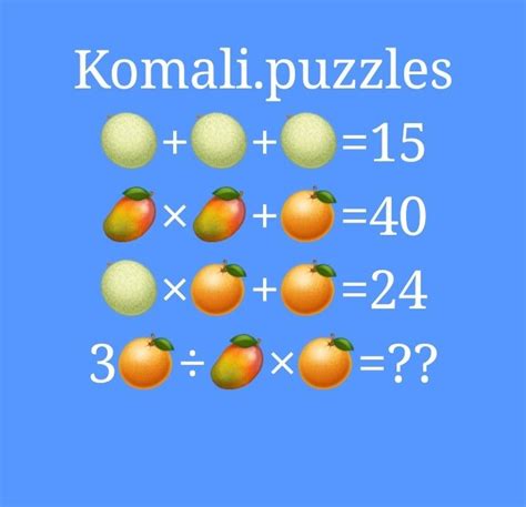 Fruit Maths Picture Puzzles With Answers Pdf Every Correct Answer