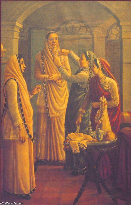 Reproduções De Arte Decking The Bride por Raja Ravi Varma 1848 1906