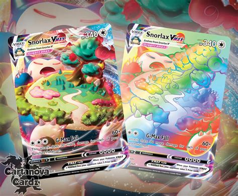 Snorlax Vmax Rainbow Vmax Gigantamax Proxy Pokémon Card Hand Etsy