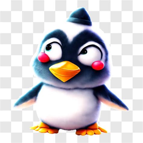 Descarga Adorable pingüino de dibujos animados con rayas azules y