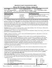 Bio Spring Tr Syllabus Pdf Orange Coast College Syllabus